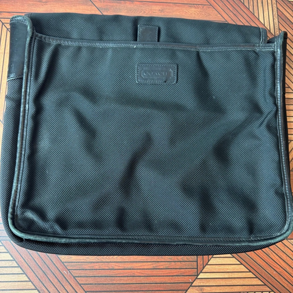 Coach Vintage Black Ballistic Nylon Leather Trim Laptop Sleeve Case Portfolio